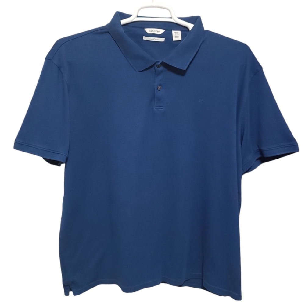 Calvin Klein Polo shirt men's size XXL Blue Liquid touch 100% cotton
